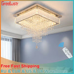 Crystal Square LED Chandelier: Modern Dimmable Ceiling Light for Bedroom, Living, Dinning Rooms