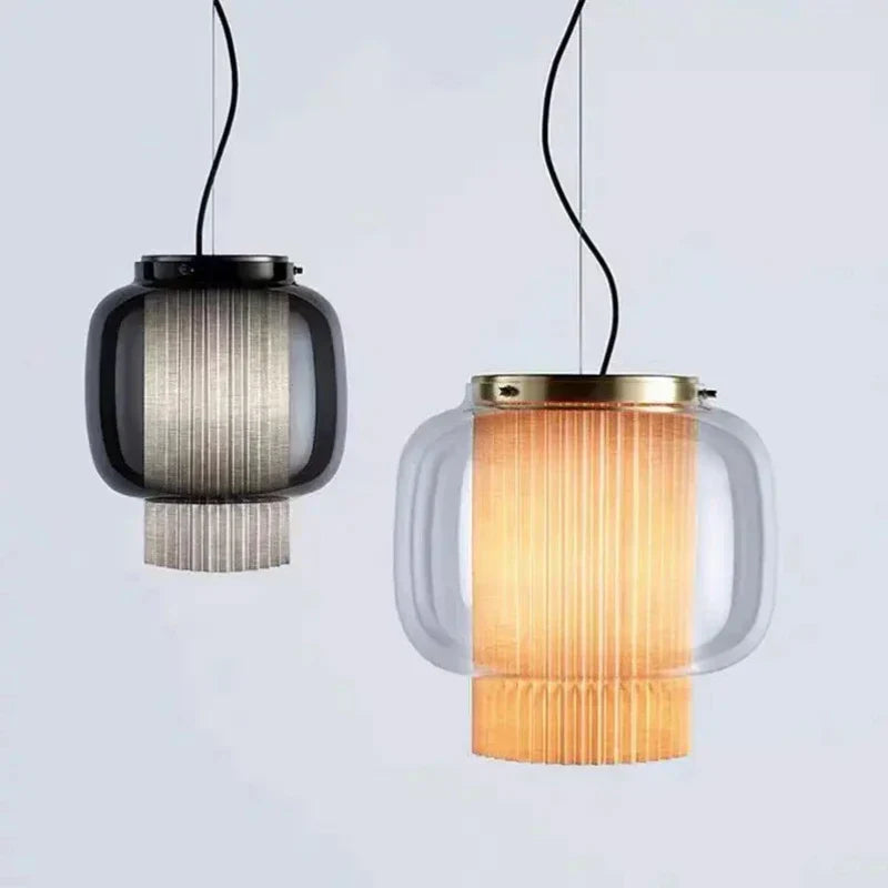 Manila Glass Lantern Pendant Light for Kitchen Living Room Bedroom Retro Decor