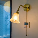 Afralia™ Glass LED Wall Light Fixture Bedroom Stair Living Room Bedside Lamp Vintage Copper
