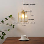 Amber Glass LED Pendant Light - Nordic Modern Copper Suspension Luminaire for Home