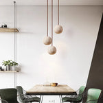 Wabi Sabi LED Pendant Lamp Yellow Travertine Stone Ball Hanging Light