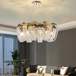 Modern Gold Crystal Chandelier LED Light Fixture Luxury Living Room Decor