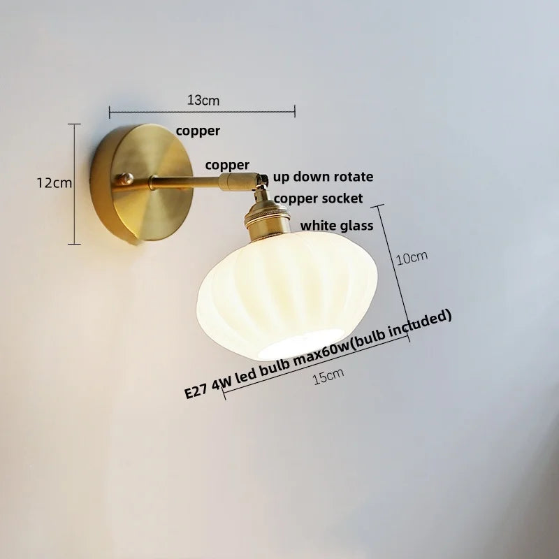 White Glass LED Wall Light | Modern Rotate Plug-In Sconce Lampara De Pared