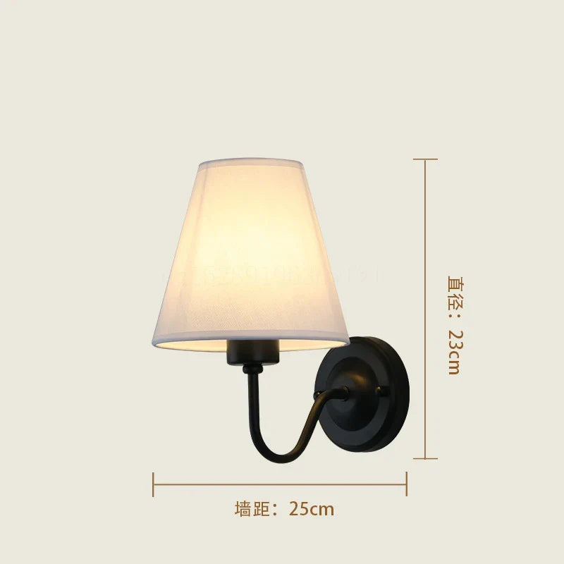 Fabric Lampshade Wall Sconce with LED Bulb for Home Decoration