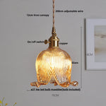 Afralia™ Amber Glass LED Pendant Light - Modern Copper Hanging Fixture