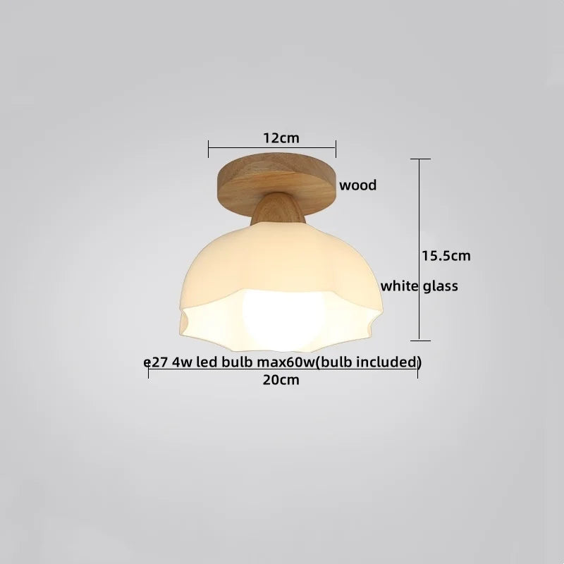 Crystal Wood LED Ceiling Lamp Clear Glass Modern Indoor Lighting