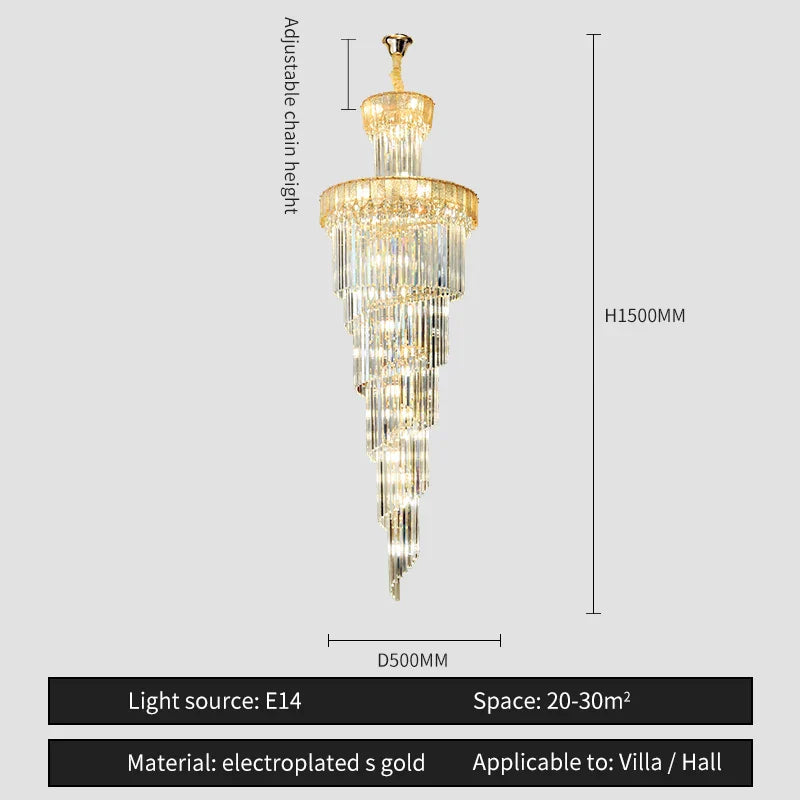Crystal Chandelier: Elegant Villa Living Room Lighting