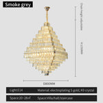 Square Pyramid Crystal Chandelier for Living Room & Hotel Lobby