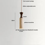 Yellow Iron LED Pendant Lamp Yellow Travertine Stone Ball in Wabi Sabi Style