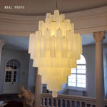Classic Gray Glass Large Pendant Light - Vintage Lobby Hanglamp Lamparas