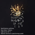 Gold Crystal Chandeliers for Dining Room Branch Hanging Lamp Large Lighting