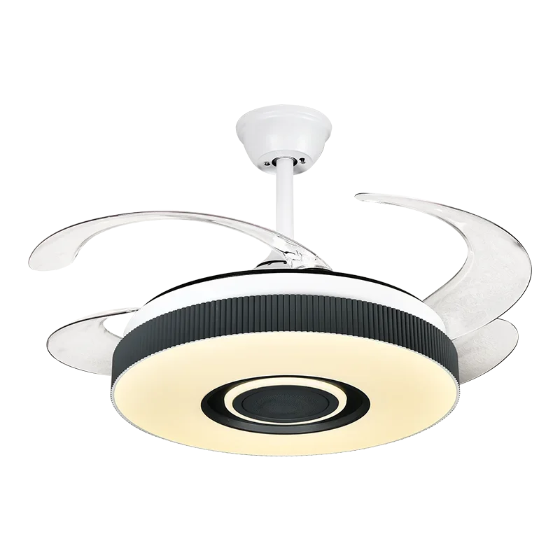 Afralia Retractable Ceiling Fan Chandelier with Remote Control and Invisible LED Lights