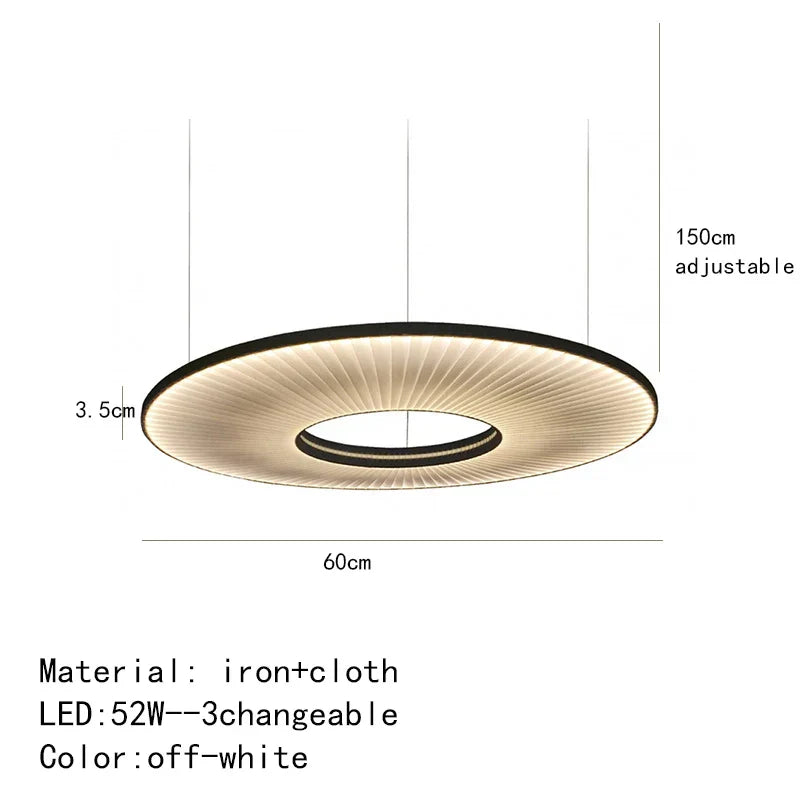 Dix Iris Pendant Light Fabric Round Ring Aesthetics Art Decor Light