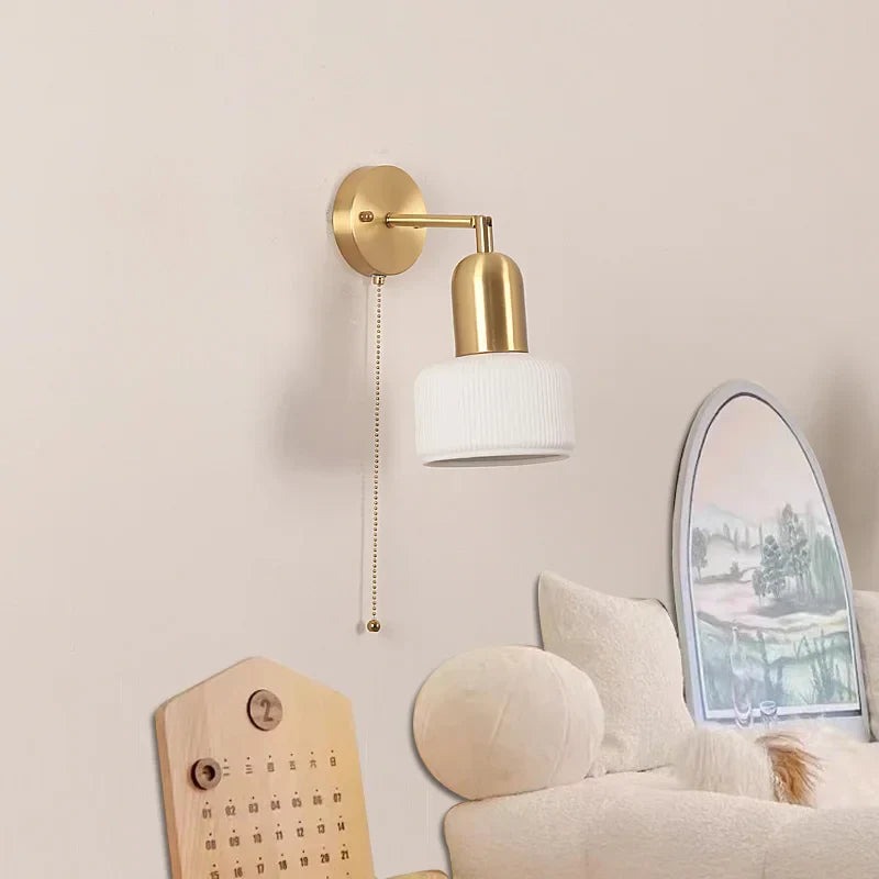 Afralia™ Rotatable Ceramic Wall Lamp with Pull Chain Switch for Bathroom Mirror, Bedroom, Living Room