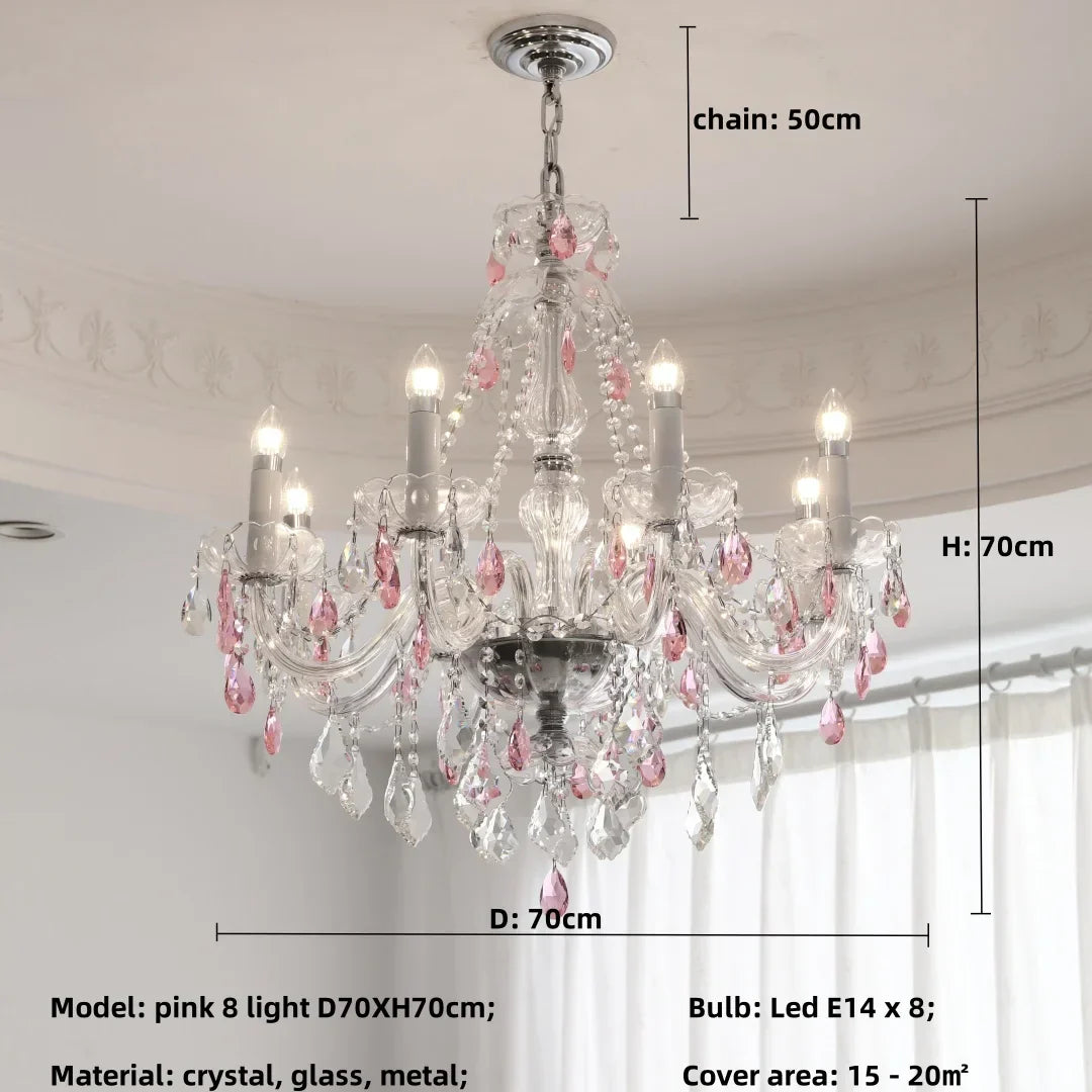 Blue Crystal Chandelier: Luxury E14 Pendant Lights for Living Room and Bedroom