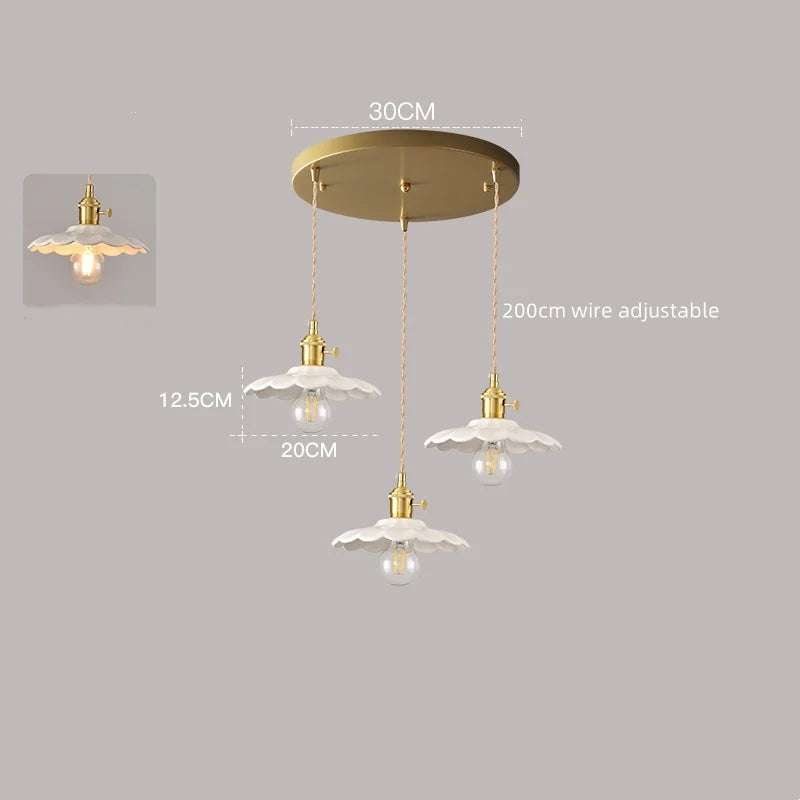 White Ceramic LED Pendant Lamp Modern Hanging Light Fixtures