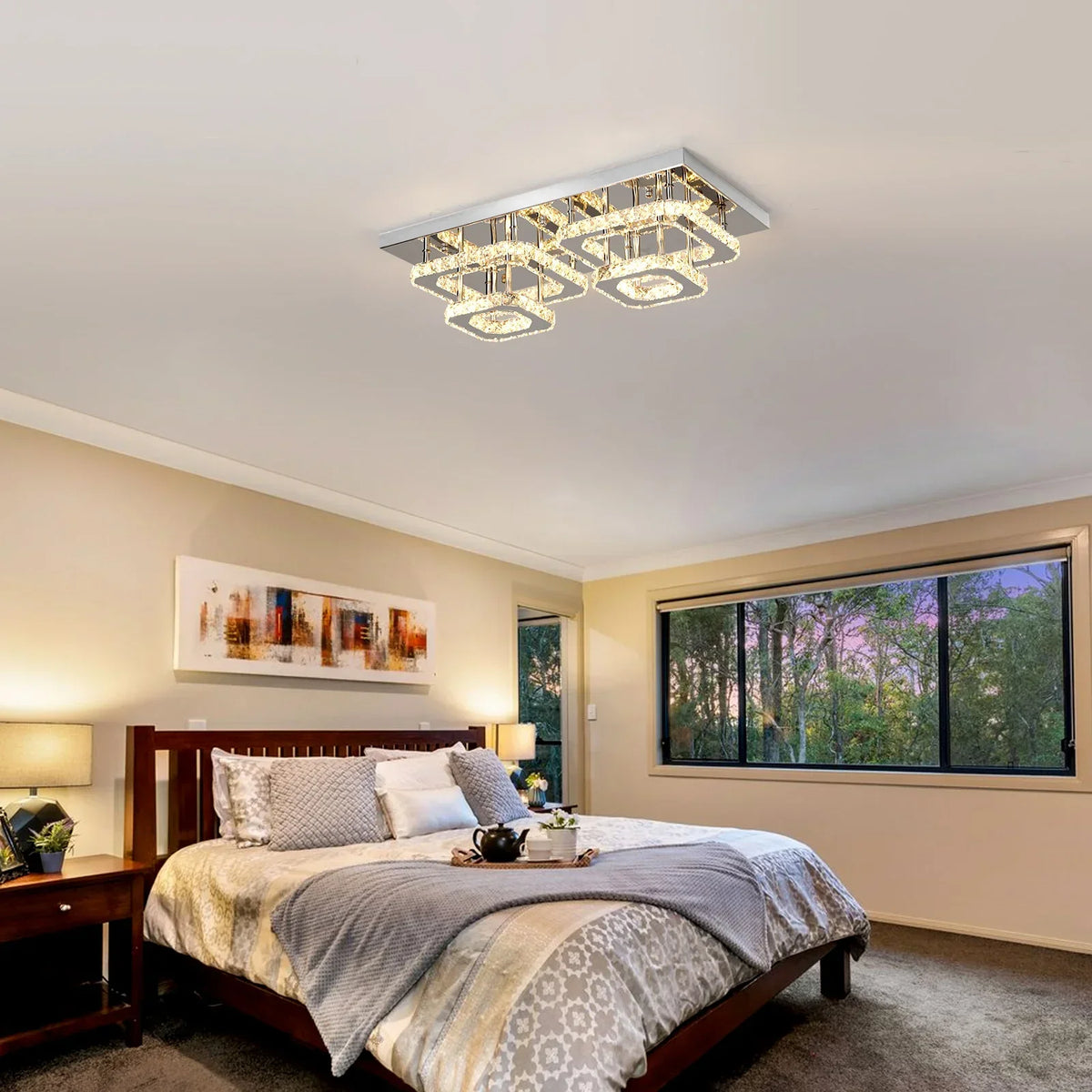 Crystal Ceiling Chandelier: Luxury LED Pendant Lighting for Modern Living Room Decor