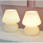 Striped Mushroom Glass LED Desk Lamp in Korean Ins Style