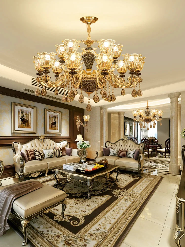 Luxury Crystals Chandelier Ceramic Crystal Lamp for Living Room Bedroom