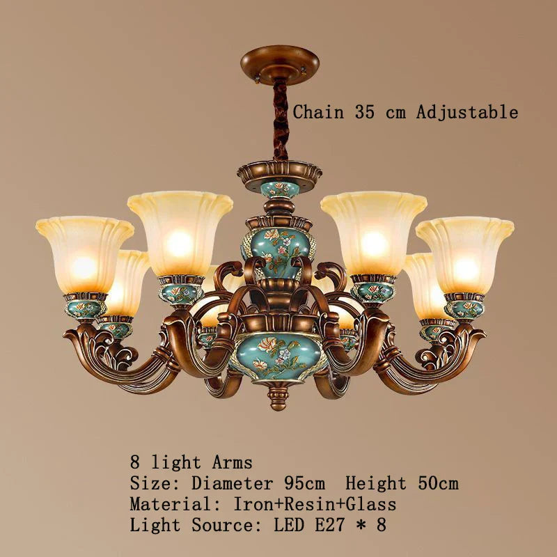 Classical Resin Chandelier for Luxurious Living Room, Dining Room, and Bedroom Lighting