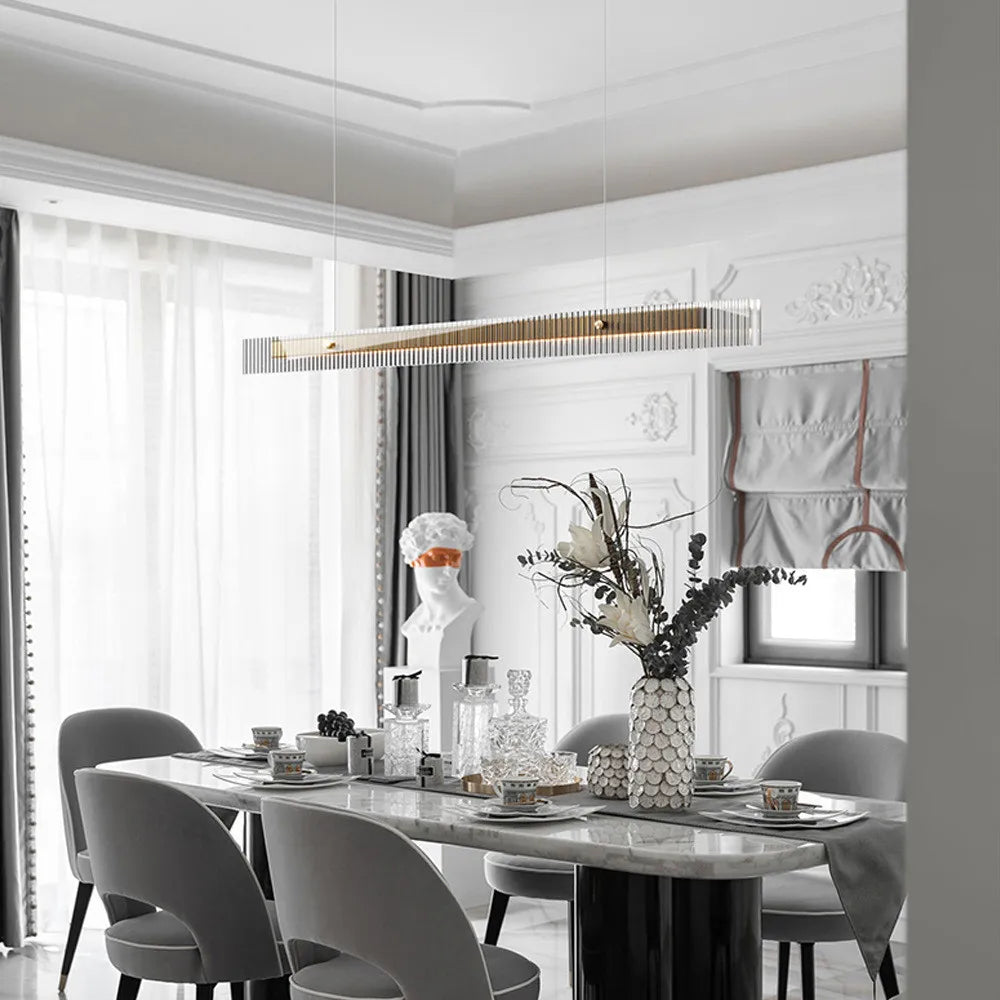 Minimalist LED Chandelier: Dimmable Pendant Lighting for Dining Table