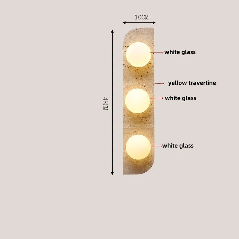 Wooden Canopy LED Wall Lights Modern Yellow Stone Bedside Lamp