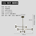 Modern Black Gold Chandelier Branch Design for Loft Bedroom Living Room Nord Fashion Atomium.