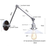 White Glass Swing Arm LED Wall Sconce for Industrial Loft, Coffee, Hallway