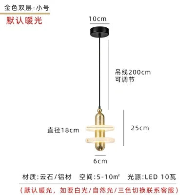 Nordic Marble Single Head Chandelier Luxury Lamps for Modern Restaurant & Bar