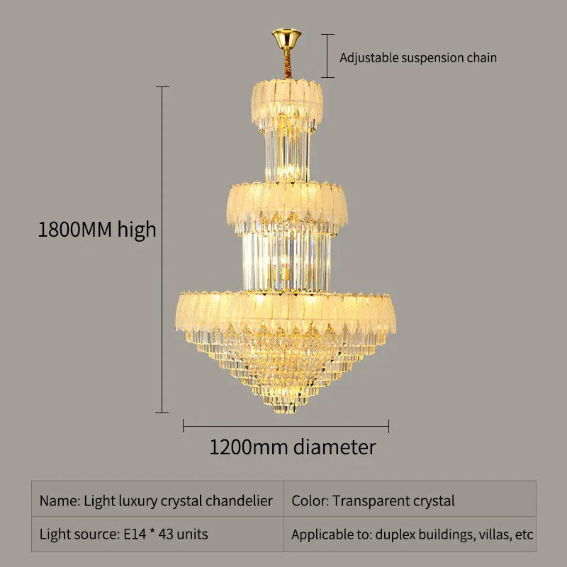 Luxury Spiral Staircase Chandelier for Duplex Villa Hall and Hotel Project