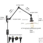 Clear Glass Swing Arm Wall Light Fixture for Dining Living Room Cafe