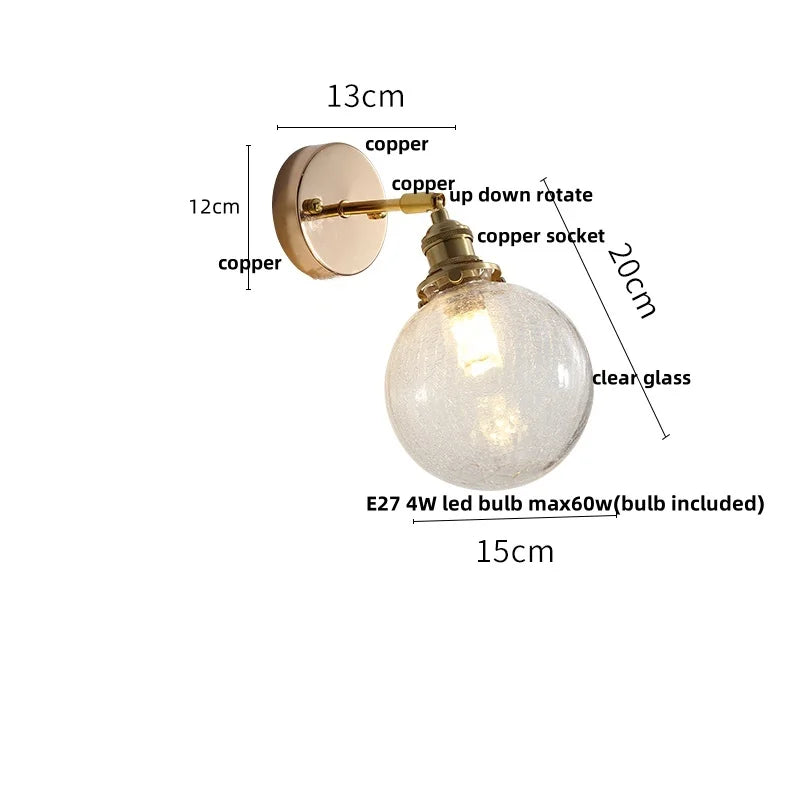 Rotatable Copper LED Wall Lamp with Pull Chain Switch
