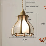 Walnut Wood LED Pendant Light Fixture Wine Red Glass Vintage Brass Hang Lamp