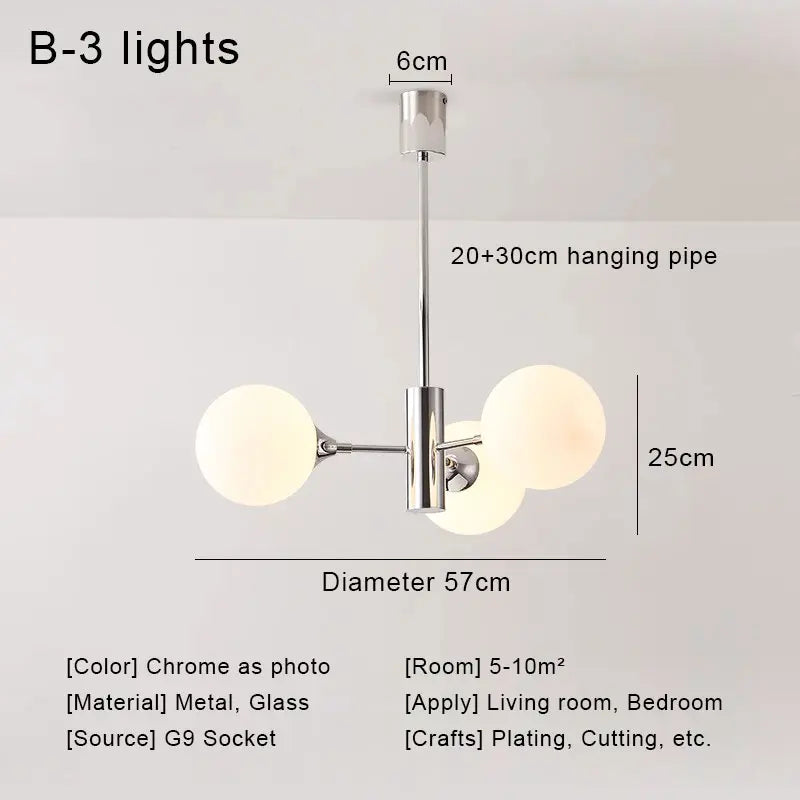 Glass Ball LED Ceiling Chandelier for Modern Living Room and Bedroom
