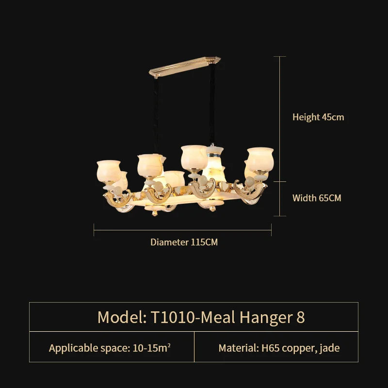 Natural Afghan Jade Villa Chandelier: High-Grade Living Room Lamp for Luxurious Atmosphere