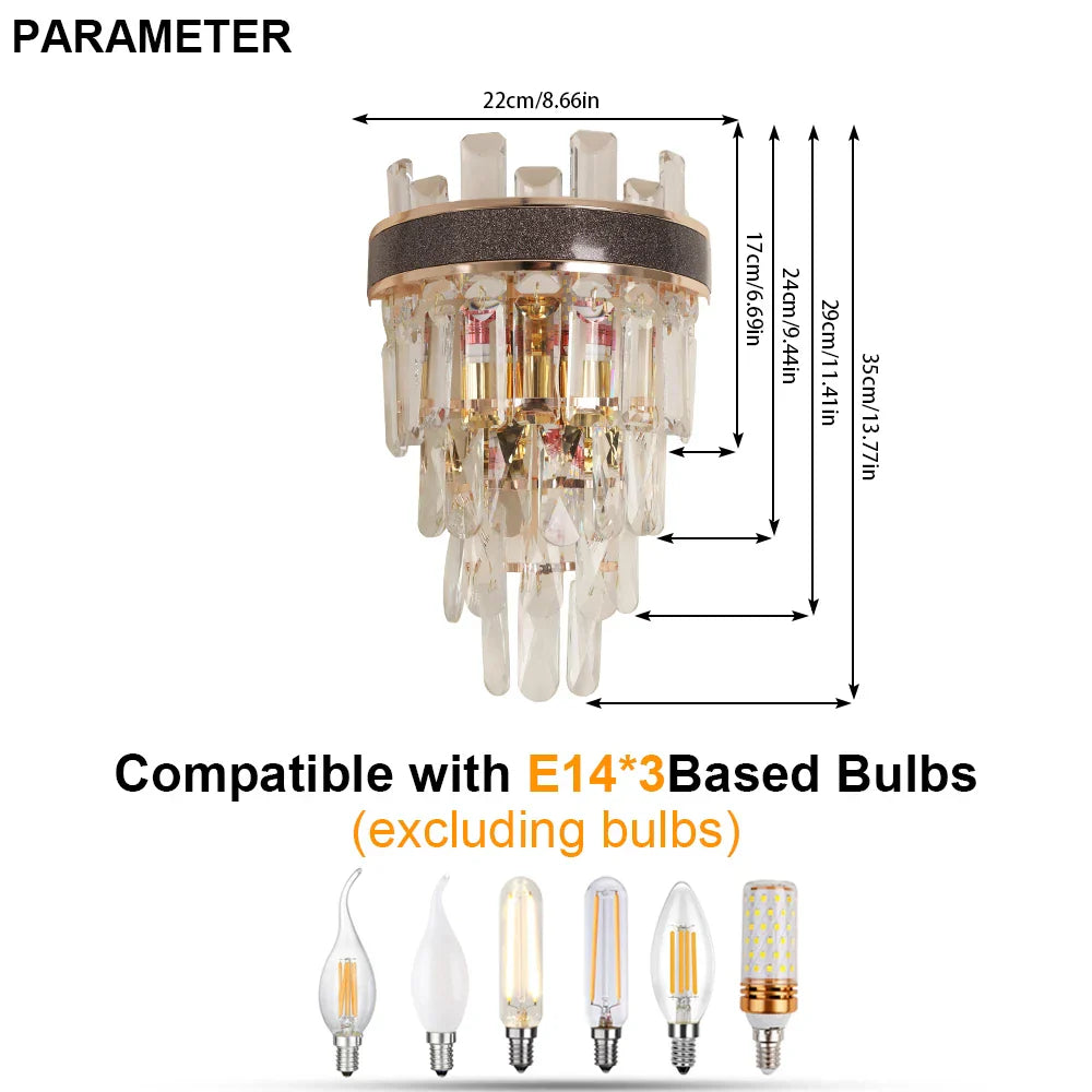 Crystal LED Wall Light Modern Elegant Design for Living Room & Bedroom