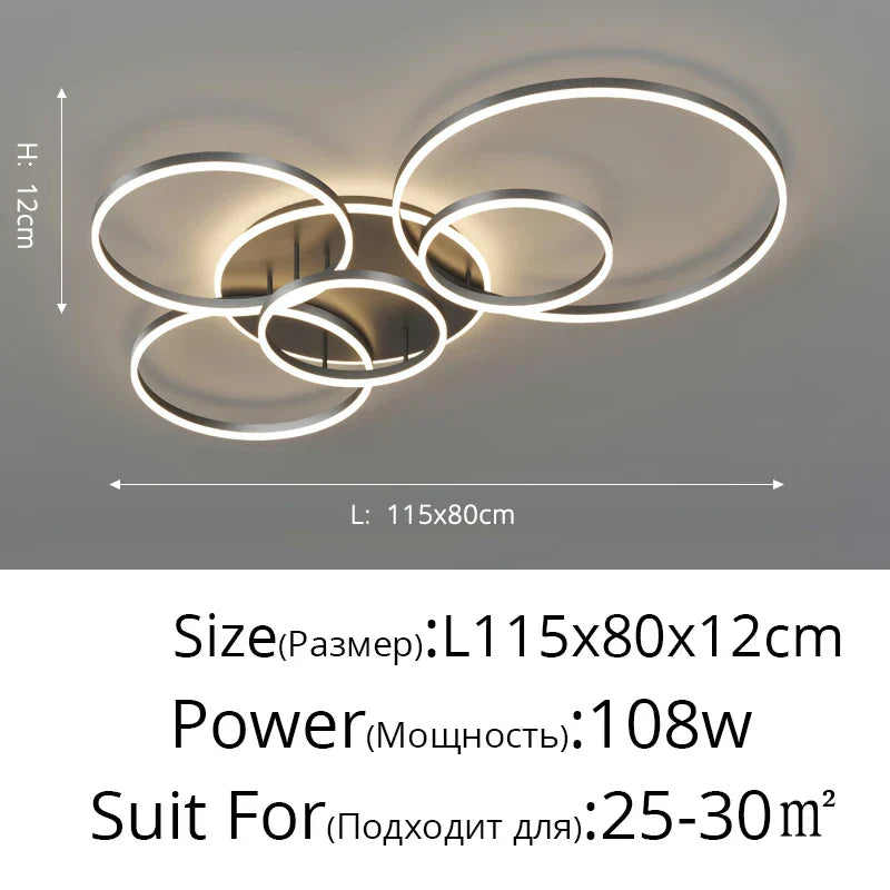 White Gold LED Chandelier for Living Room Study Parlor, Modern Indoor Lighting