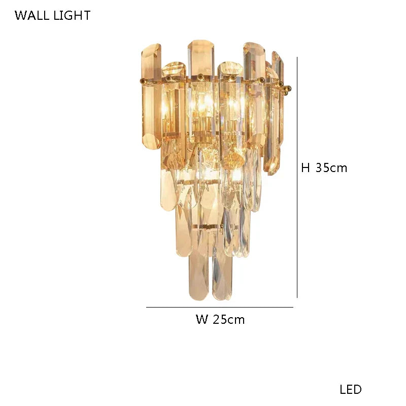 European Crystal Luxury Chandelier Gold Room Decor Hanglamp