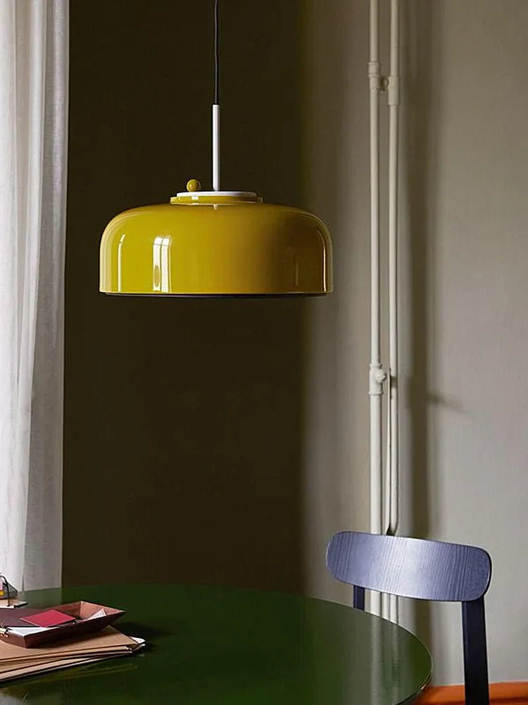 Seated Podgy Pendant Lamps: Nordic Yellow Minimalist Unique Lighting for Dining Room