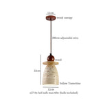 Yellow Travertine Spherical Stone LED Pendant Light for Bedroom Dining Living Room