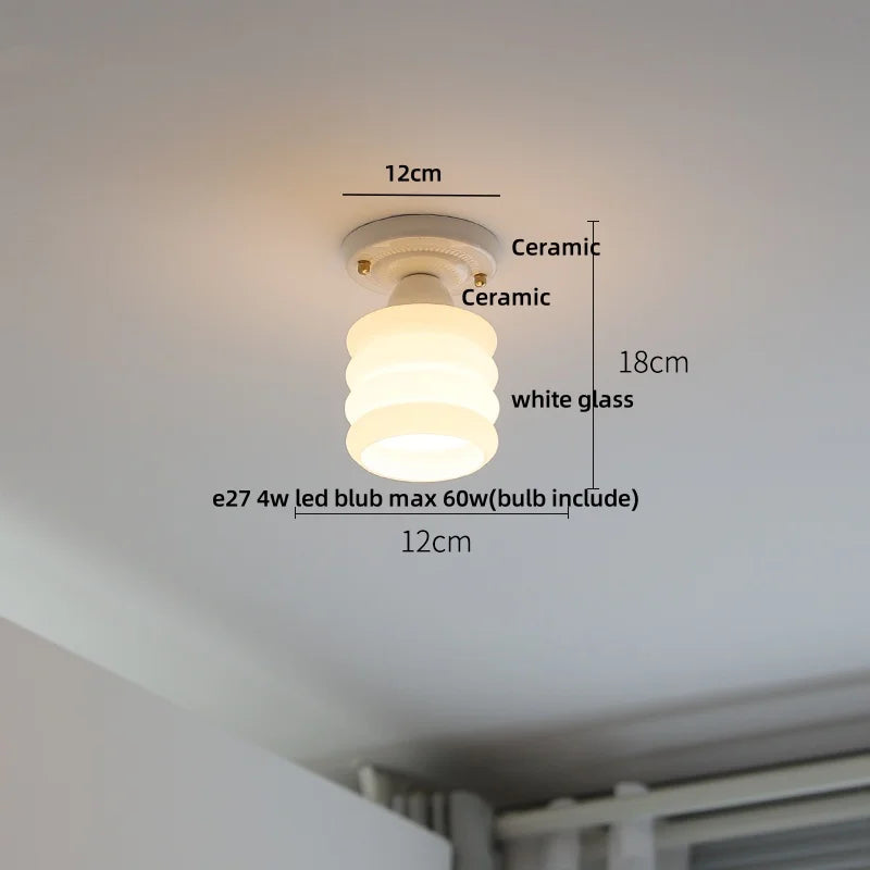 Nordic Modern White Flower Ceramic LED Ceiling Light by Afralia™