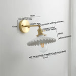 Copper Glass LED Wall Sconce Pull Chain Switch Modern Stair Light Fixtures