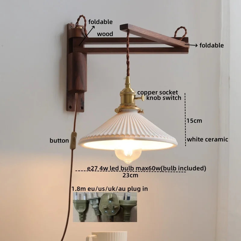Wood Copper LED Wall Lamps Modern Bathroom Mirror Light Fixtures