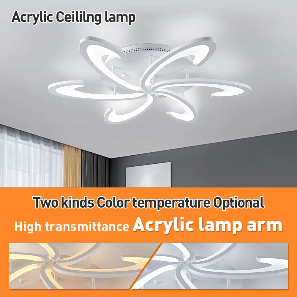 Flower Ceiling Lamp: Modern Chandelier Acrylic RC Dimming Pendant Light Fixture