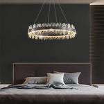 Luxury LED Chandelier Black Crystal Modern Suspension Island Dining Lamp