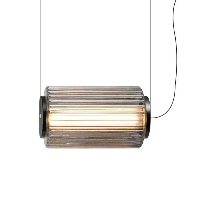 Modern Glass Cylinder LED Pendant Lights for Living Room & Dining Area