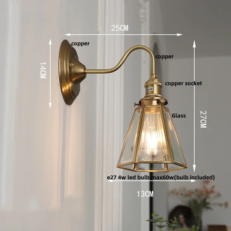 Blue Flower Glass LED Wall Sconce Vintage Style Stair Lights