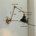 Nordic Green LED Swing Arm Wall Lamp Sconce Glass Walnut Wood Mirror Light