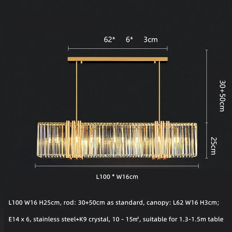 Luxe E14 LED Crystal Pendant Chandelier: Elegant Dining Room Lighting