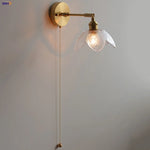 Modern Copper Glass Wall Light with Pull Chain Switch
